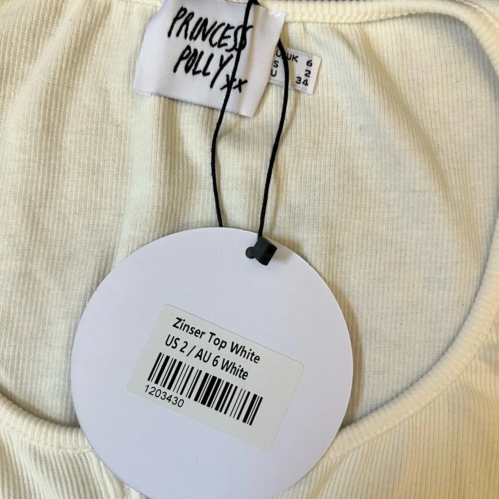 Princess Polly White Ribbed Crop Top - Picture 2 of 3
